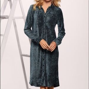 NWOT Blue Crushed Velvet Soft Surroundings Dress